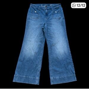 J. Crew ‘96 Blue Denim Trousers Wide Leg 39896 Patch Pockets Women’s Size 35”